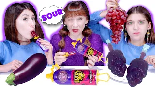 ASMR Purple Food Jelly Cups, Grape Tik Tok Jelly, Sour Drink Race | Eating Mukbang 먹방