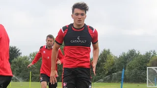 Kyle Joseph trains for the first time at Cheltenham Town