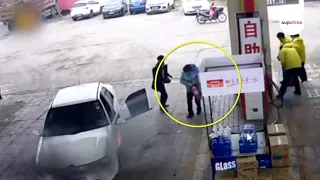 Watch brave gas station workers put out a fire in 90 seconds