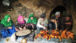 Old lovers Full Grilled Chicken Recipe Inside a 2000 Years Old Cave | Village life of Afghanistan