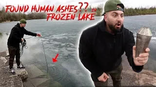 MAGNET FISHING on A FROZEN LAKE FOUND HUMAN ASHES??