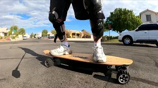 07-15-22 Test riding Electric Skateboard Mototec 600W. with 3 new batteries. Michael Hoffman.