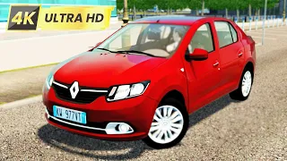 Renault Logan - City Car Driving with Steering Wheel (4K 60FPS)