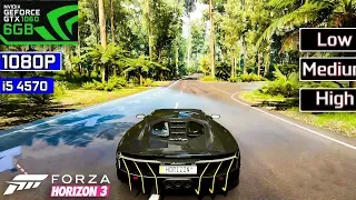 Forza Horizon 3 - Gtx 1060 6gb - i5 4570 - Low vs Medium vs High - 8gb  Ram- 1080p