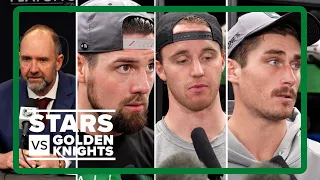 Pete DeBoer, Jamie Benn, Jake Oettinger, Mason Marchment | Stars vs. Golden Knights Game 1 post-game