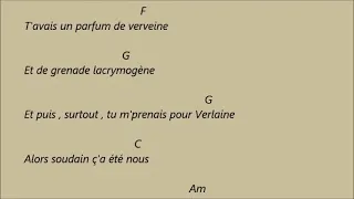 Bachelet - Vingt ans . Le Fmaj7 passe . Karaoké d accords pour accompagner la chanson a la guitare