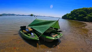 無人島で屋形小舟を作って釣りして海の上に泊まってみたよ！