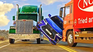 Dangerous Driving truck and Car Crashes  #steeringwheel  logitech g29 thrustmaster #BeamNG.Drive