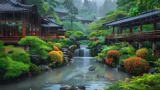 Sleep Instantly With Rain In Japanese Garden 🌿 Relaxing Sound for Sleep, Meditate, Stress Relief