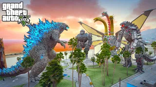 Godzilla vs Mechagozilla, Mechani Kong and Mecha Ghidorah - GTA V Mods
