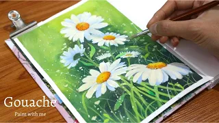 Flower Gouache Painting // paint with me