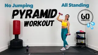 60 MIN TOTAL BODY PYRAMID workout ALL STANDING, NO JUMPING / dcfitt