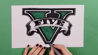 How to draw GTA 5 • Grand Theft Auto logo