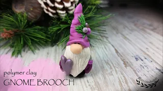 ~JustHandmade~ Polymer clay Christmas gnome - brooch  - tutorial / DIY  jewelry