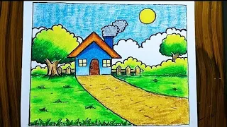 House scenery drawing / Very easy house scenery drawing #art #drawing #scenerydrawing#drawingvideos