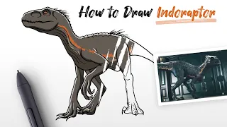 How to Draw a Indoraptor dinosaur Jurassic World Fallen Kingdom genome Indominus rex & Velociraptor