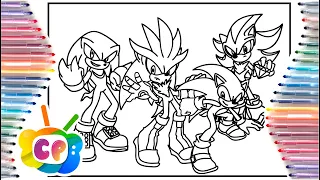 Sonic vs Shadow coloring pages/ Sonic, Silver, Shadow, Knuckles / How to draw Sonic