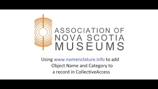 CollectiveAccess Tutorial - Using the Nomenclature Website