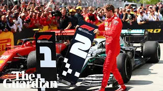 Sebastian Vettel moves No 1 board away from Hamilton's car after losing Canadian GP