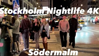 Stockholm Nightlife,Sweden 4K - Södermalm street life on a summer night - Natural Sound