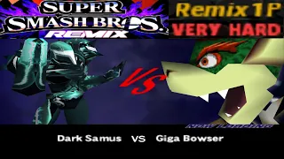 Smash Remix HD Textures - Remix 1p Gameplay Dark Samus (Very Hard)