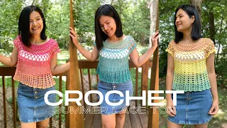 Crochet Summer Lace Top - Lace Summer Top Crochet Pattern ( Top Down Crochet )