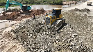 Amazing Best Project Build New Road , Bulldozer CH17C3 Pushing Big Stone with 5 Ton Unloading Stone