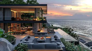 Relaxing Bossa Nova Jazz Music at Seaside Villa Ambience - Positive Morning Jazz & Ocean Waves Sound