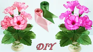 💕 ЦВЕТЫ на ПОДАРОК своими руками 🙌 Цветы Глоксинии из лент/Ribbon Flowers DIY