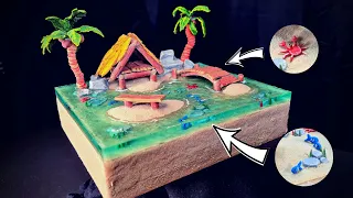 How to make a island diorama with tiny sea creatures