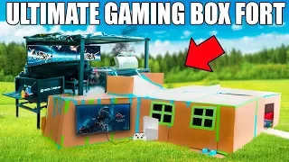 ULTIMATE TWO STORY GAMING BOX FORT!! 📦🎮 XBOX, Couches,Surround Sound, Flatscreens BQQ & More!!