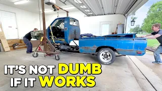 How to Install a Truck Cab with Homemade Hoist/Gantry Lift