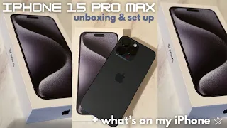 iPhone 15 pro max unboxing⭐︎ (blue titanium) + What's on my iPhone & set up process