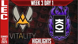 VIT vs KOI Highlights | LEC Summer 2023 W3D1 | Team Vitality vs KOI