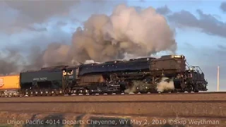 Union Pacific 4014 Departing Cheyenne May 2, 2019 in 4K