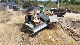 Full Video!Started New Techniques Heavy Duty ZOOMLION Machinery Bulldozer Stones Into Delete Canal