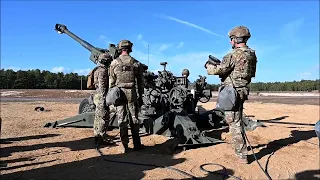 U.S. Amy Soldiers Firing 155mm Howitzers