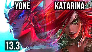 YONE vs KATARINA (MID) | 7/0/0, 600+ games, 1.0M mastery, Godlike | KR Master | 13.3