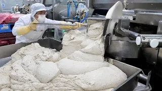 spicy rice cake with fish cake mass production factory (Tteokbokki) - korean street food