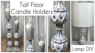 Tall Floor Candle Holders Using Dollar Tree Items | Dollar Tree DIY | Lamp DIY
