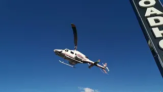 Rocket Air Ambulance Bell 222UT Landing at the scene of a medical emergency