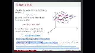 Week 3 Lecture 12 - Tangent plane or line to surface or curve given implicitly