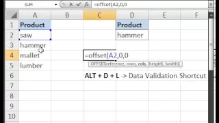 Dynamically Update a Drop Down Menu/List - Data Validation & OFFSET() Function