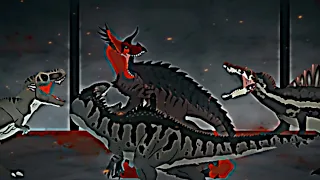 dino trio vs ultimasaurus / dinosaur battle / stick nodes pro animation