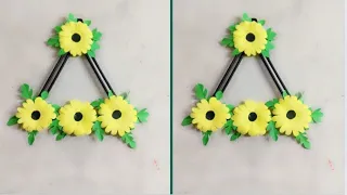 how to make easy and beautiful paper flower wall hanging / tutorial of easy papar wall hanging ideas