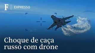 Vídeo dos EUA mostra choque de caça russo com drone no mar Negro | CENAS DA GUERRA