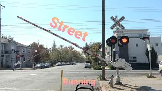 Street Running Railroad Crossings Compilation, USA Railroad Crossings