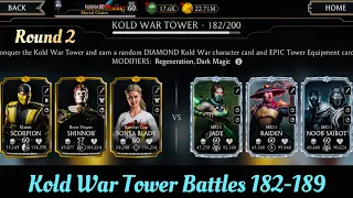 Kold War Tower Battles 182-189 Fights + Rewards | Only Gold team setups | MK Mobile
