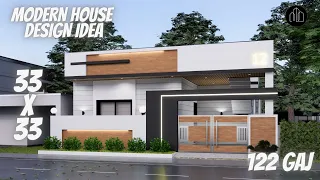 33x33 House Design | 1089 Sqft | 122 Gaj | 2 Bedrooms | Modern House | Terrace Garden | 10x10 Meters