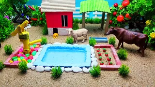 Top DIY Mini Farm Diorama With House For Cow, Sheep | Mini Strawberry Garden and Swimming Pool #9